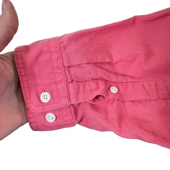 Express Linen Cotton Pink Long Sleeve Collared Button Up Shirt Men's Size L - Picture 4 of 7